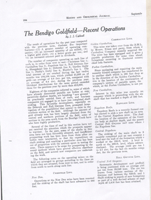 Document - Kangaroo Flat Gold Mine Collection: Bendigo Goldfield, Recent Operation, J.J. Caldwell, September 1940