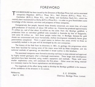 Document - Kangaroo Flat Gold Mine Collection: Bendigo Gold field, E.C. Dyason, Bendigo Mines Limited, April 5, 1935