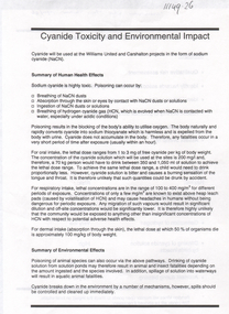 Document - Kangaroo Flat Gold Mine Collection: Cyanide Toxicity Environmental Impact, Unknown