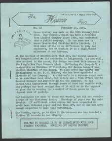 Newsletter - Skidmore Collection: The Hanro News 1951, 1951