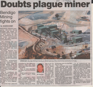 Newspaper - Kangaroo Flat Gold Mine Collection: Bendigo Mining N.L, Bendigo Advertiser, 1999, 2001