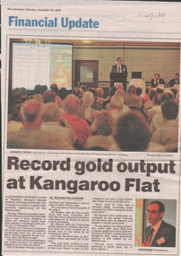 Newspaper - Kangaroo Flat Gold Mine Collection: Bendigo Mining N.L, Bendigo Advertiser, 21.11.2009