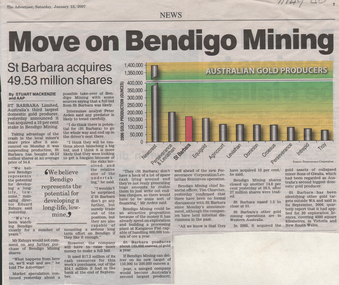 Newspaper - Kangaroo Flat Gold Mine Collection: Bendigo Mining N.L, Bendigo Advertiser, 13.1.2007