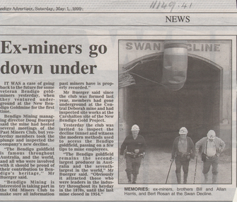 Newspaper - Kangaroo Flat Gold Mine Collection: Bendigo Mining N.L, Bendigo Advertiser, 1.4.1999