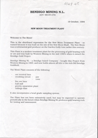 Document - Kangaroo Flat Gold Mine Collection: New Moon Treatment Plant, Bendigo Advertiser, 19th October, 1994