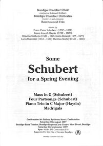 Booklet - Program for concert by Bendigo Chamber Choir, Bendigo Chamber Orchestra and The Ravenswood Trio, 1997