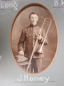 Photograph - Hopetoun Brass Band Member J. Honey, Kalma, 14/02/1913