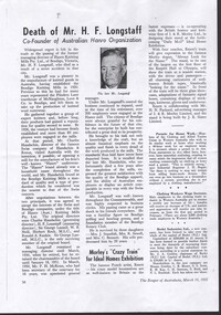 Ephemera - Skidmore Collection: magazine article noting the death of Mr. H. F. Longstaff, 1952