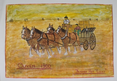 Painting - Jack Lockett Collection: Sketch of four horses and cart, 1991