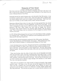Document - Memories of View Street, Bendigo, Not known
