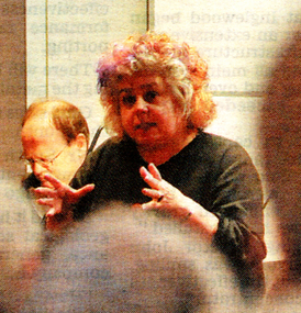 Colour Photo of Maggie Maguire at the Villa Fortuna Action Group public meeting
