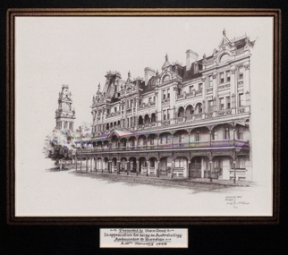 Drawing - Print of Shamrock Hotel, Bendigo, Keith Ross, 1998