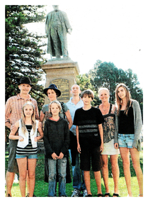 Colour Photo of From L to R Ashley Fenton, Josceline Fenton, Vicky Stock, Juda Newton-Stock, Duncan Crawford, Roland Fenton, Lottie Fenton and Gina Fenton (All descendants of the Lansell family visiting from England.