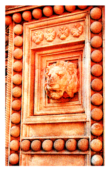 Colour Photo of "Pompei Fountain Lions Head"