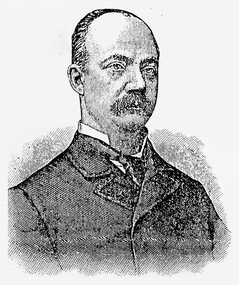 Black and white etching of William Northcott, Cornet Virtuosu, from the article (sketch) on him - the Musical Times Journal.