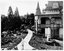 An 8 x 6 inch black and white photo of Fortuna and its gardens (as it was in 1900) including the fountain and pathways.