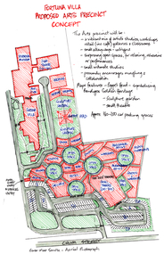 Sketch of the proposed Arts Precinct off Chum Street