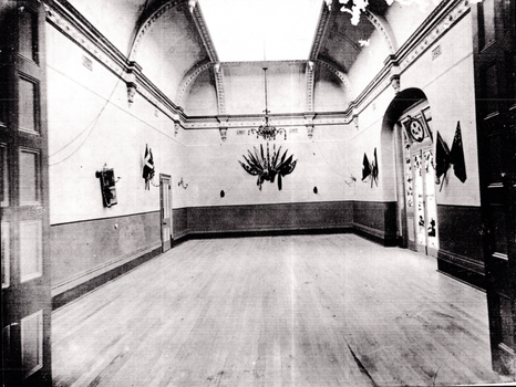 Black and White photo of possibly the function or ballroom