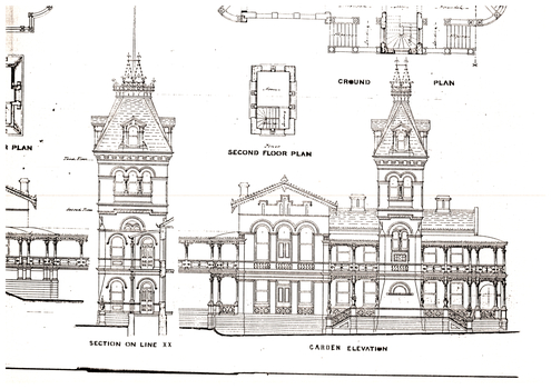 Plan Garden Elevation and plan of Ground Floor and Second Floor with Section on line xx - 1 A4 Sheet