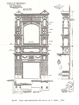 Fortuna Article - The Missing Mantlepiece - Plan of mantlepiece and mirror by W. Beebe in 1904