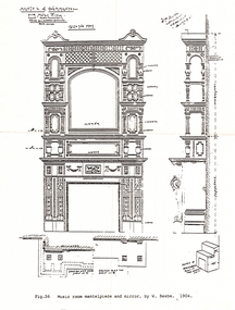 Fortuna Article - The Missing Mantlepiece - Plan of mantlepiece and mirror by W. Beebe in 1904