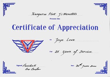 Certificate - Certificate Of Appreciation, 1973