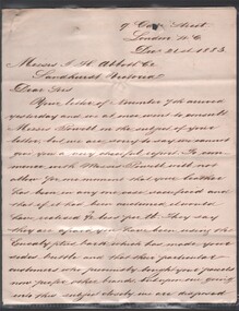 Administrative record - Abbott Collection: 1883 Correspondence between J. H. Abbott and suppliers, 1883