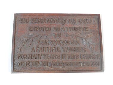 Plaque - Lydia Chancellor Collection: tribute plaque to J. W. Taylor