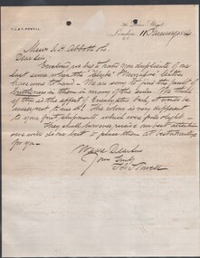 Administrative record - Abbott Collection: 1884 correspondence between J. H. Abbott and suppliers, 1883