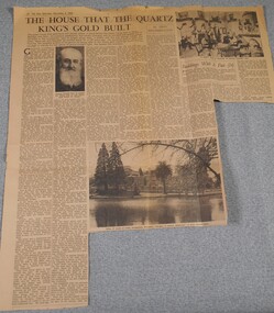 Newspaper - Griffith Collection: Newspaper Article " THE HOUSE THAT THE QUARTZ KING'S GOLD BUILT', 1963