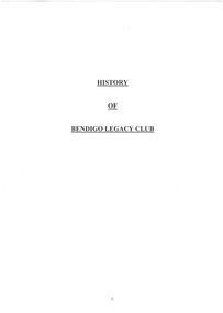 Literary work - 'History of Bendigo Legacy Club'