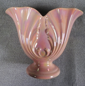 Ceramic - Raynham Vase, pink fan shape, Raynham Ceramic Pty. Ltd, 1948 - 1964