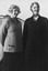 Annie Michelsen (right) with an unknown fried - Black and White Photo