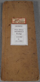 Book - Chemist Prescription Book: Sayer's Pharmacy, 1921-1923