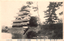 This black-and-white card shows a castle beside a moat and stone embankment. On the card is printed “MATSUMOTO CASTLE, SHINANO.”, “松本城” and “（信濃八景）”. The Japanese translates as:
松本城 — “Matsumoto Castle”
信濃八景 — “Eight Views of Shinano”