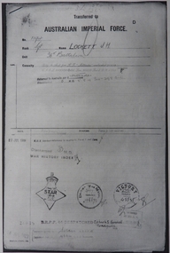 Document - Jack Lockett Collection: Copies of Army Service documents