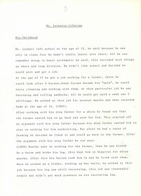 Memorabilia, Jack Lockett Collection: 'Mr Lockett's Lifetime', Unknown