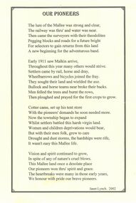 Literary work, Jack Lockett Collection: Poem 'Our Pioneers' and photograph of Jack Lockett, 2002