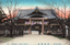 This coloured card shows the main building and entrance of Yasukuni Shrine in Tokyo. On the card is printed “The Yasukuni Shrine Tokyo” and “（東京名所）靖國神社”. Japanese translation:
（東京名所）靖國神社 — “(Famous sight of Tokyo) Yasukuni Shrine.”
東京名所 — “Famous sight of Tokyo”
靖國神社 — Yasukuni Shrine