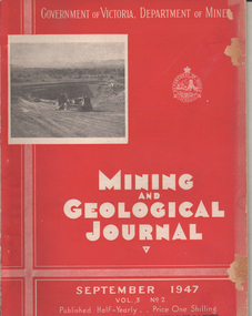 Book - Kairn Collection: Mining & Geological Journal, Department of Mines, Victoria, September 1941