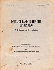 Book - "Derelict Land in the City of Bendigo", 1966
