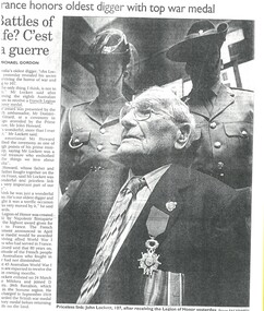Newspaper - Jack Lockett Collection: Jack Lockett presented with French Legion of Honour, 1998