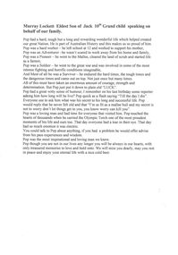 Memorabilia - Jack Lockett Collection: memories of Jack Lockett by family, 2002