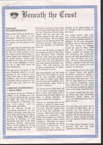 Newsletter - Garran and Dean Wilkinson: Collection: "Beneath the Crust" third edition of Gillies Bros. newsletter, undated