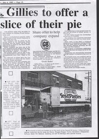 Article - Garran and Dean Wilkinson: Collection: Five newspaper articles covering "The Gillies Story", 1985