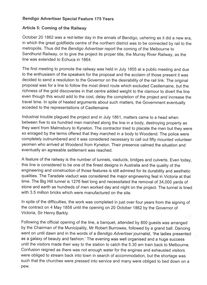 Document - Bendigo Advertiser Special Feature 175 Years Article 5: Coming of the Railway
