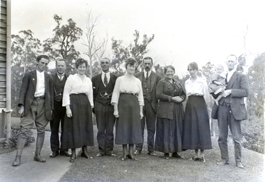 Transparency, Staff and Chauffeurs at the O'Shannassy Weir Quarters, 8th April, 1921