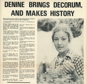 Staff Newsletter, Denine Moloney, First Female Apprentice Gardener, 1979