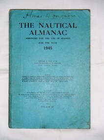 Book, Her Majesty's stationery office, The Nautical Almanac. Abridged for the use of seamen for the year 1945, 1945