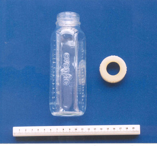 Infant feeding bottle collected by Dr Frank Forster, Johnson & Johnson, 1965